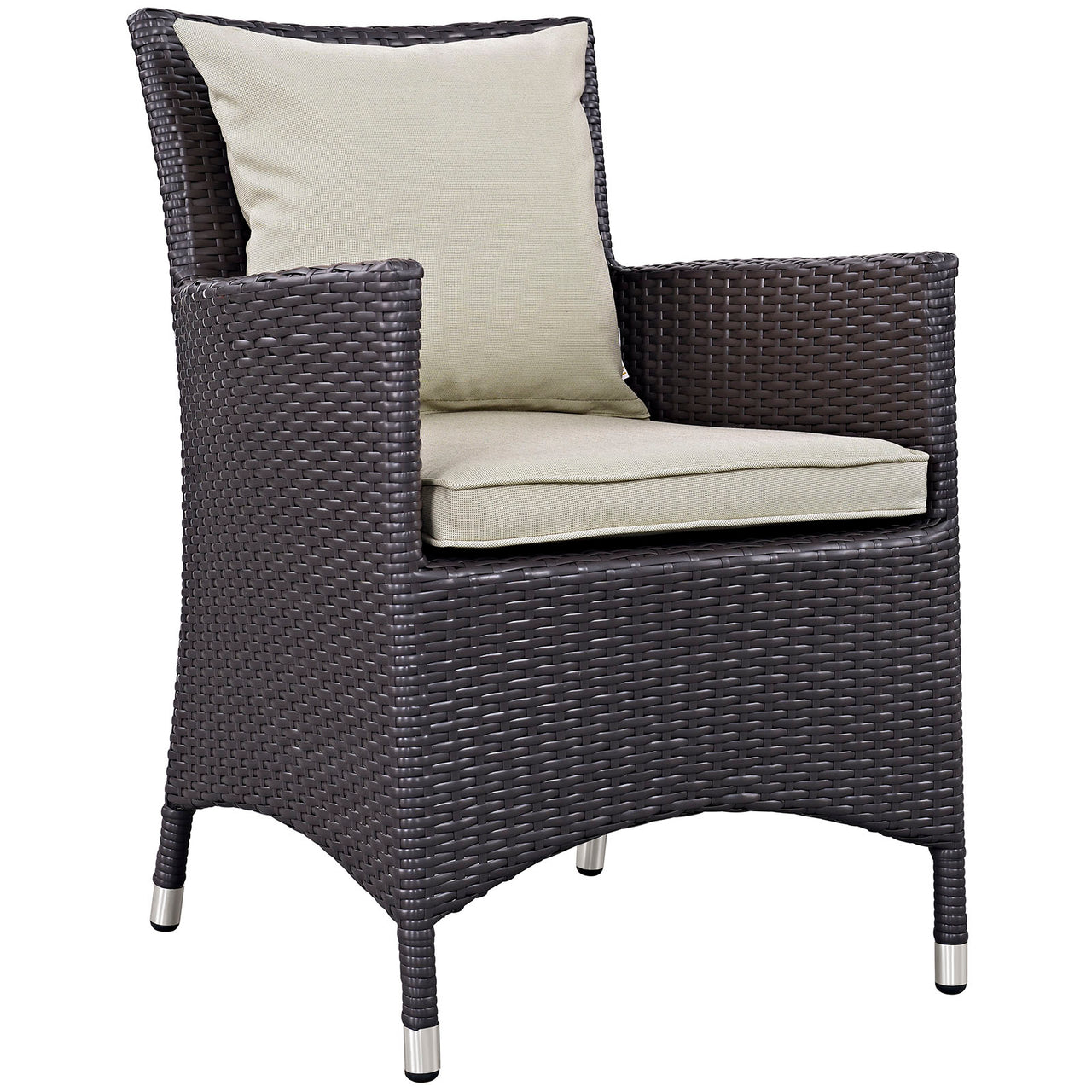 Convene Dining Outdoor Patio Armchair, Espresso & Beige