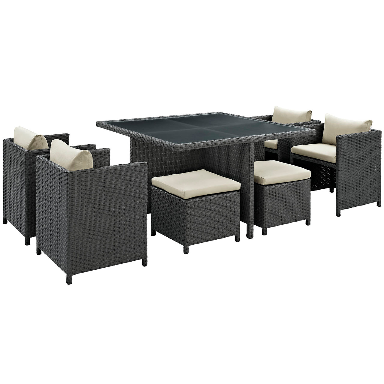 Soul Journey 9-Piece Alfresco Sunbrella® Dining Set, Antique Canvas Beige
