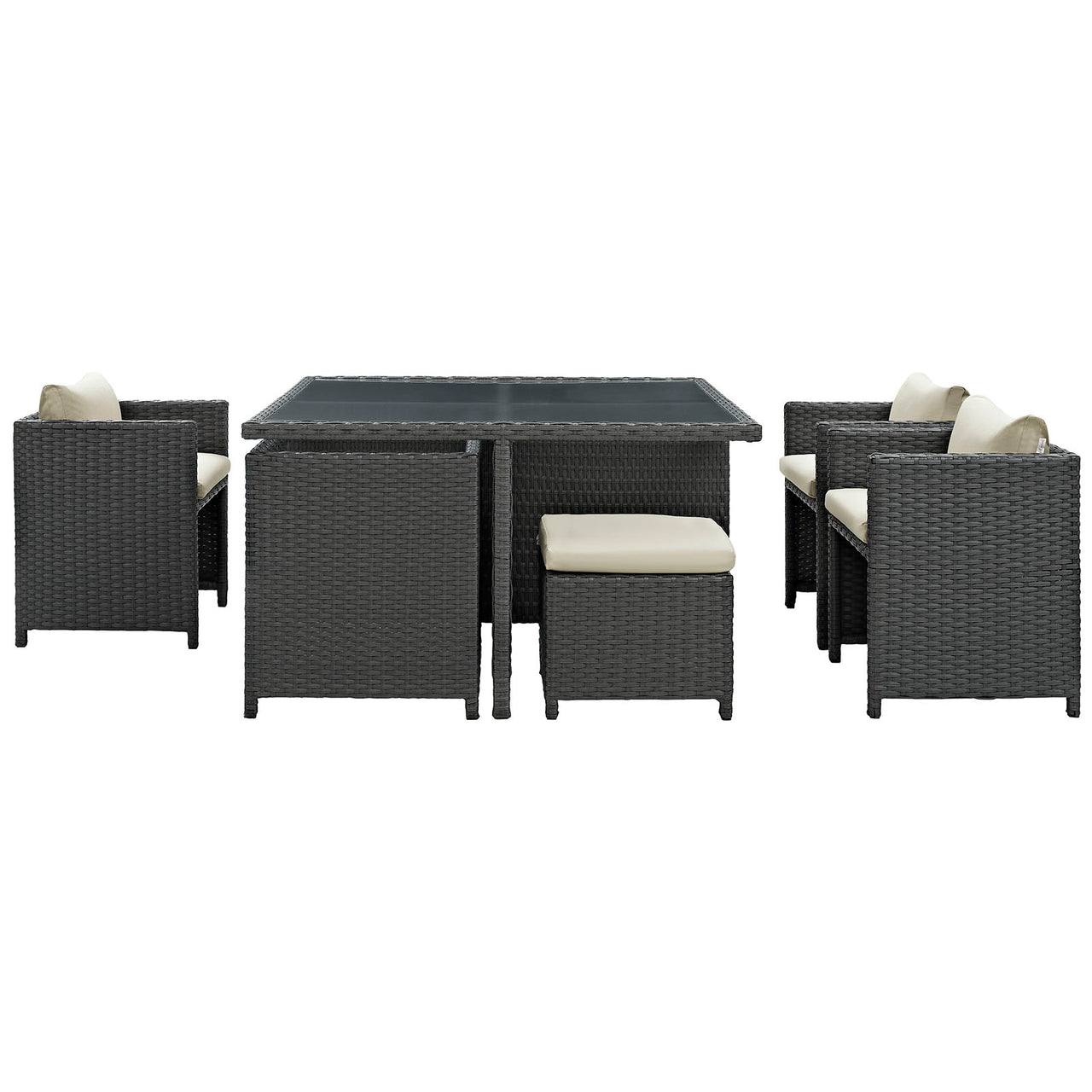 Soul Journey 9-Piece Alfresco Sunbrella® Dining Set, Antique Canvas Beige