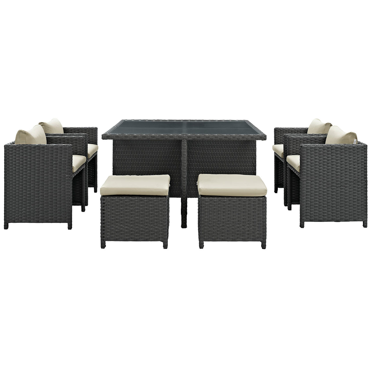 Soul Journey 9-Piece Alfresco Sunbrella® Dining Set, Antique Canvas Beige