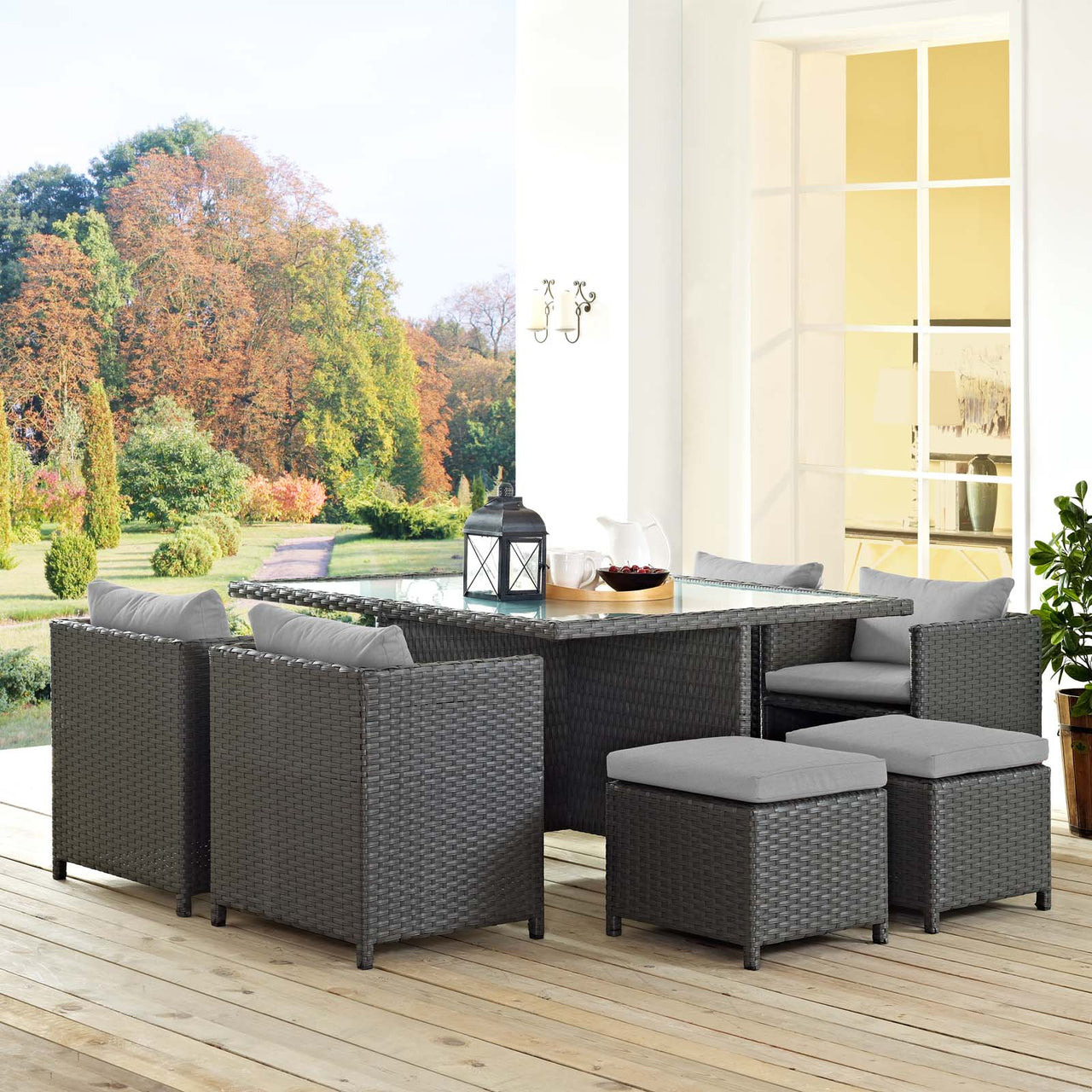 Soul Journey 9-Piece Alfresco Sunbrella® Dining Set, Canvas Gray