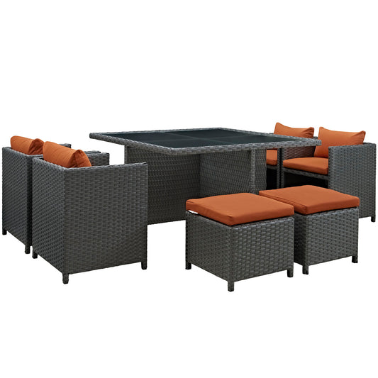 Soul Journey 9-Piece Alfresco Sunbrella® Dining Set, Canvas Tuscan