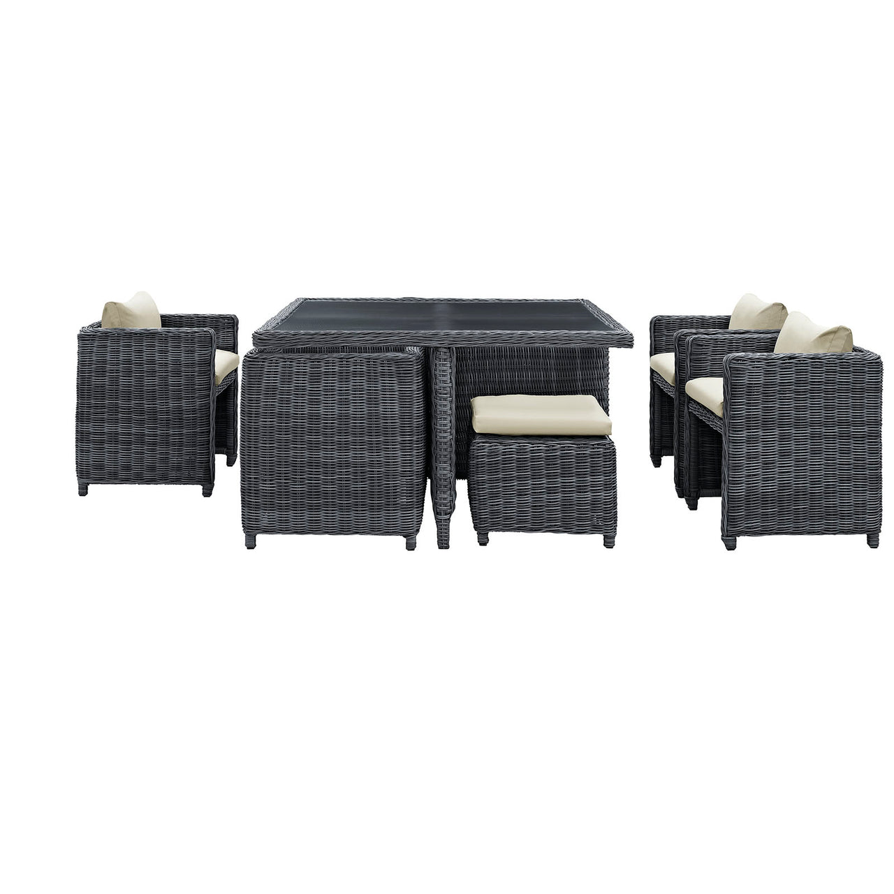 Invocation 9-Piece Alfresco Sunbrella® Dining Set, Antique Canvas Beige