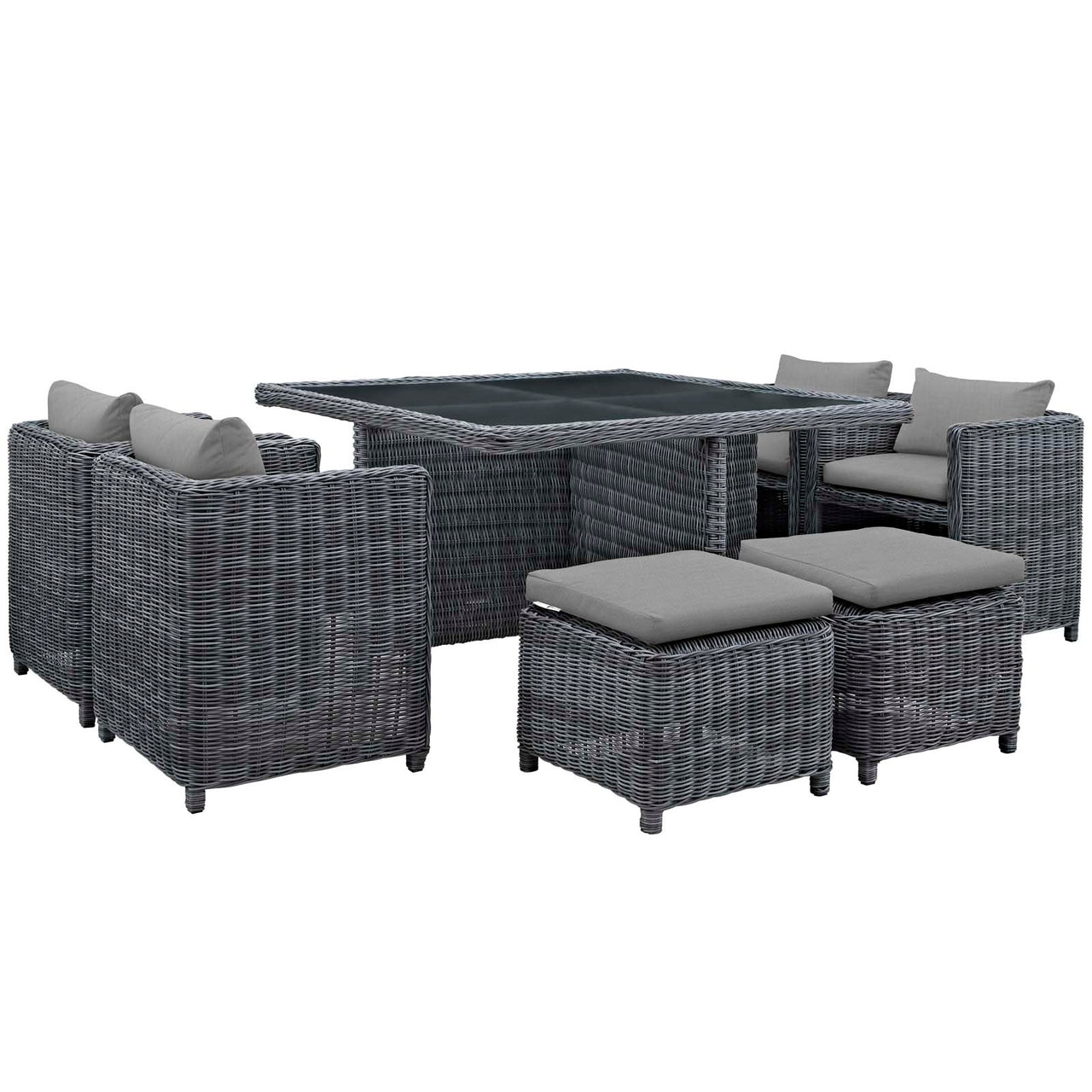 Invocation 9-Piece Alfresco Sunbrella® Dining Set, Canvas Gray