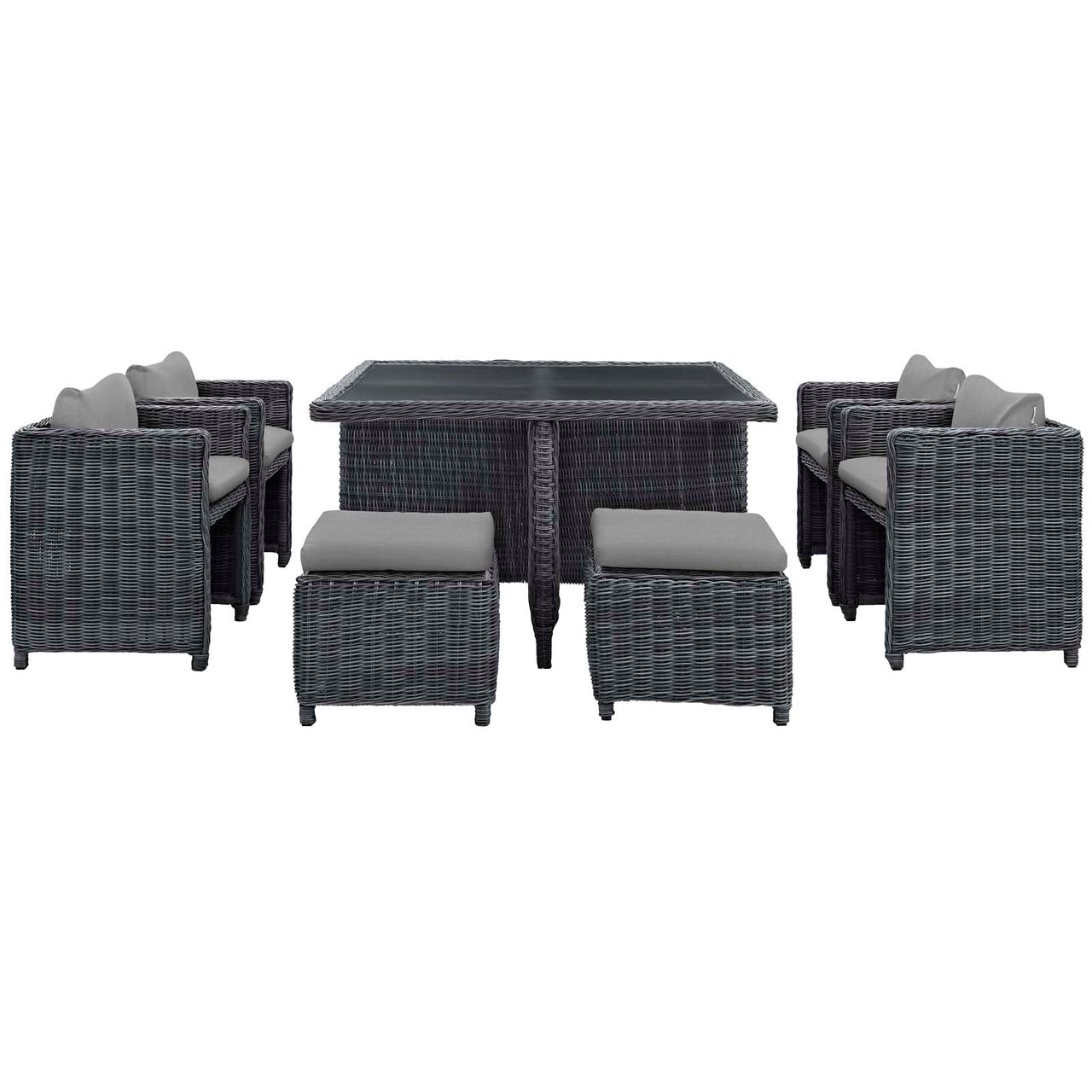Invocation 9-Piece Alfresco Sunbrella® Dining Set, Canvas Gray