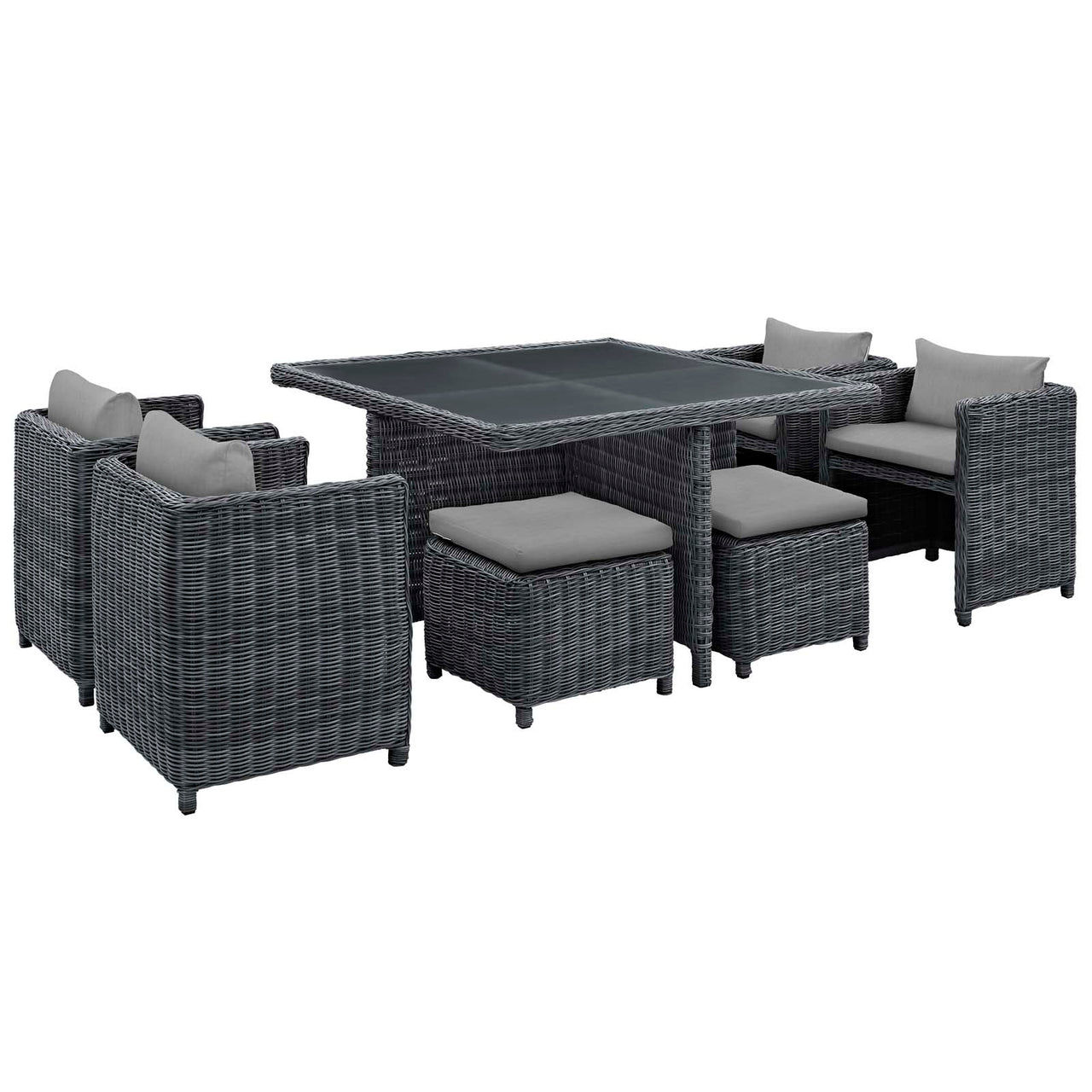 Invocation 9-Piece Alfresco Sunbrella® Dining Set, Canvas Gray