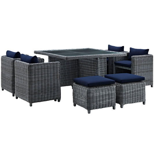 Invocation 9-Piece Alfresco Sunbrella® Dining Set, Canvas Navy