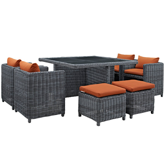 Invocation 9-Piece Alfresco Sunbrella® Dining Set, Canvas Tuscan