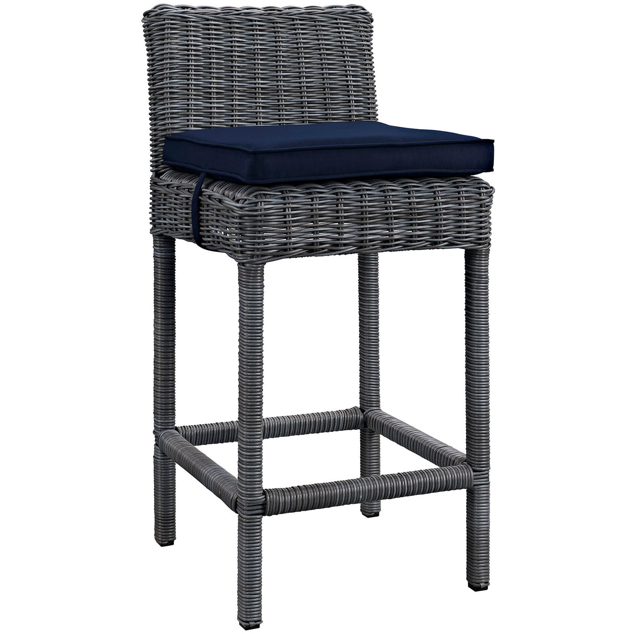 Summon Outdoor Patio Sunbrella® Bar Stool, Canvas Navy