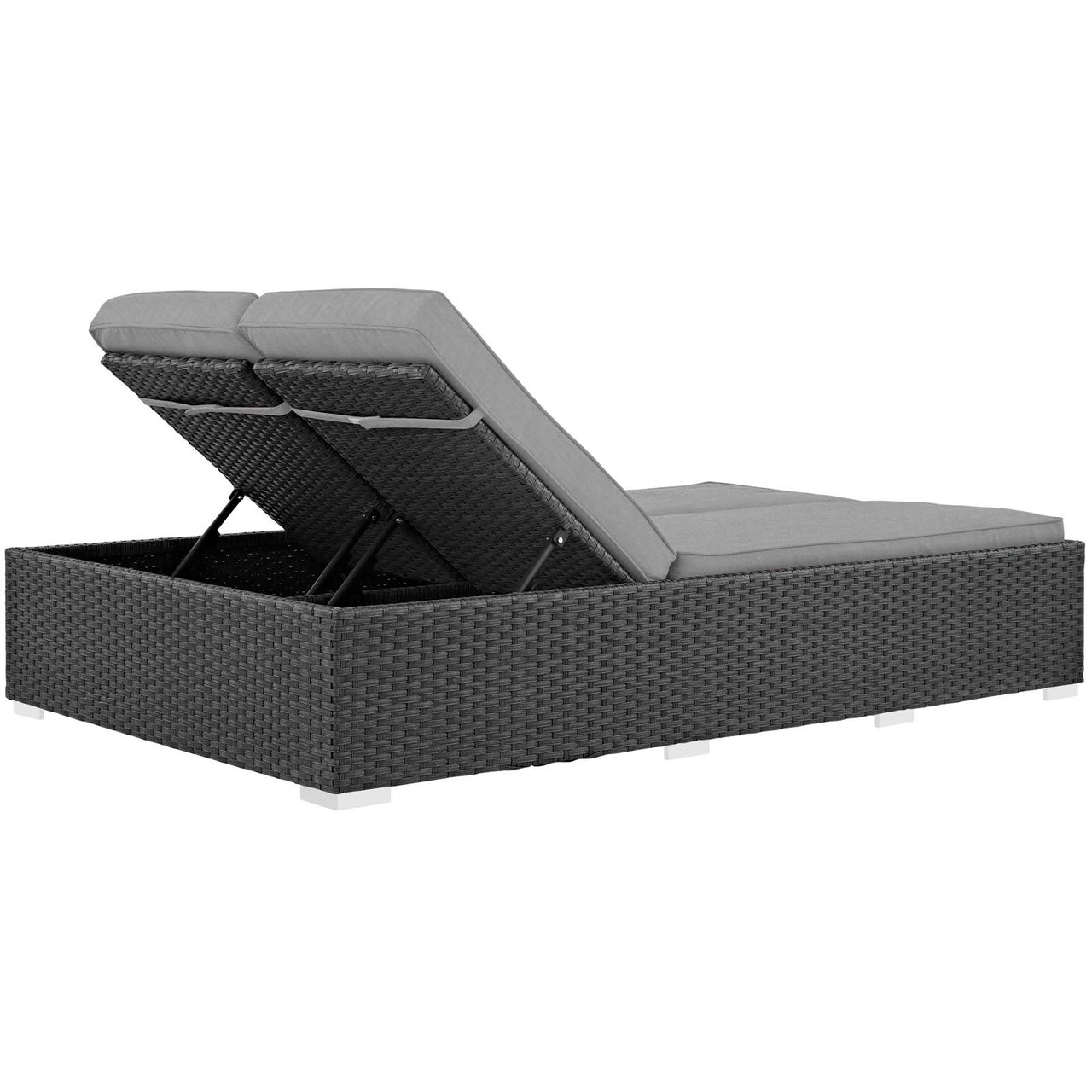 Sojourn Outdoor Patio Sunbrella® Double Chaise, Chocolate & Gray
