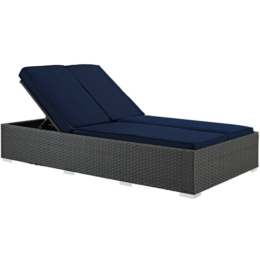 Soul Journey Alfresco Sunbrella® Double Chaise, Chocolate & Navy