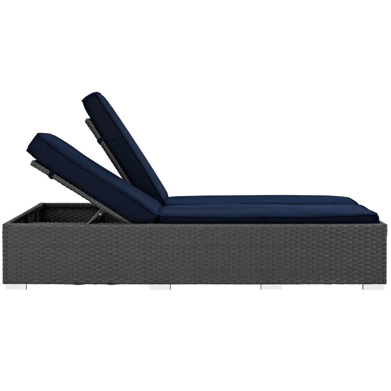 Sojourn Outdoor Patio Sunbrella® Double Chaise, Chocolate & Navy