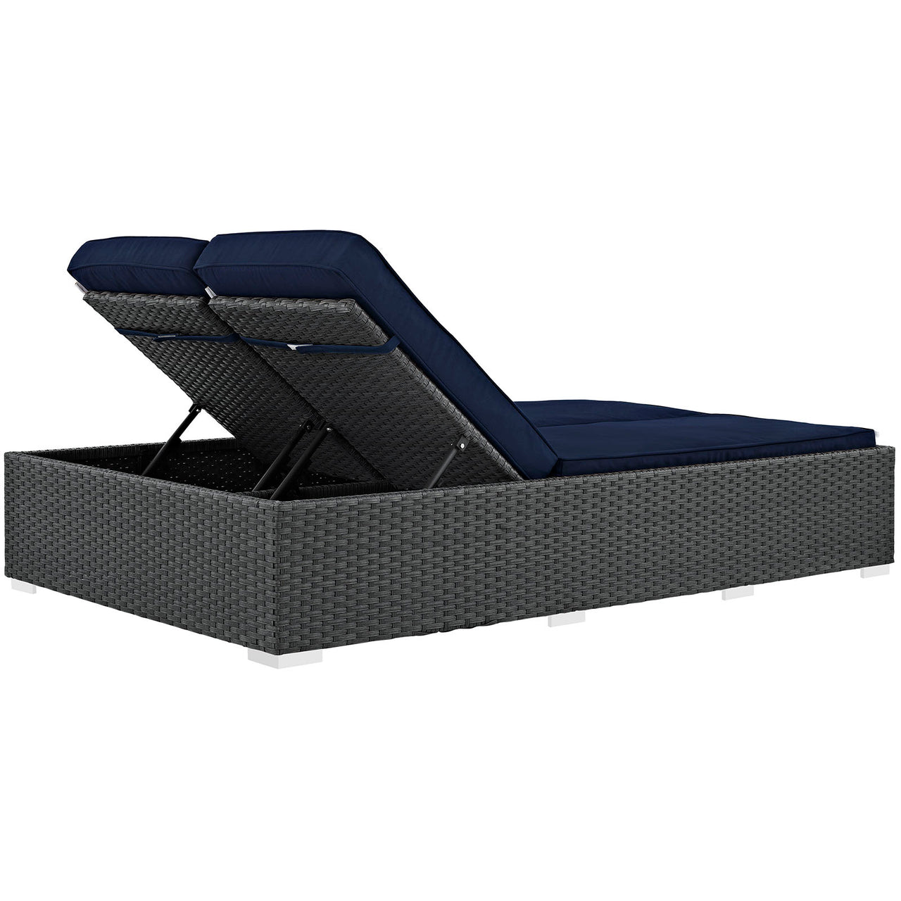 Sojourn Outdoor Patio Sunbrella® Double Chaise, Chocolate & Navy