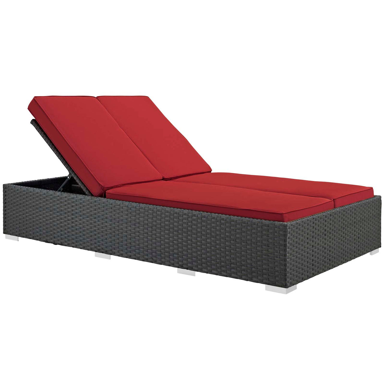 Sojourn Outdoor Patio Sunbrella® Double Chaise, Chocolate & Red