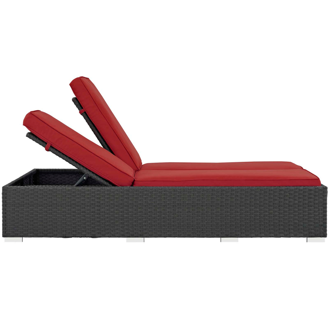 Sojourn Outdoor Patio Sunbrella® Double Chaise, Chocolate & Red