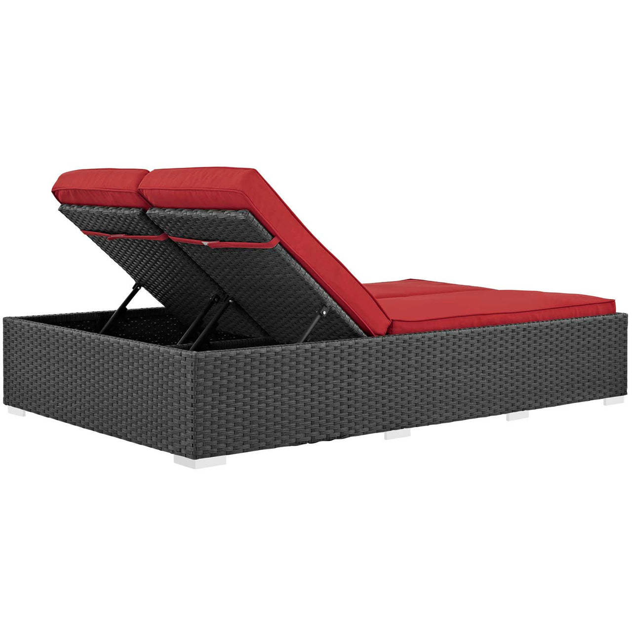 Sojourn Outdoor Patio Sunbrella® Double Chaise, Chocolate & Red