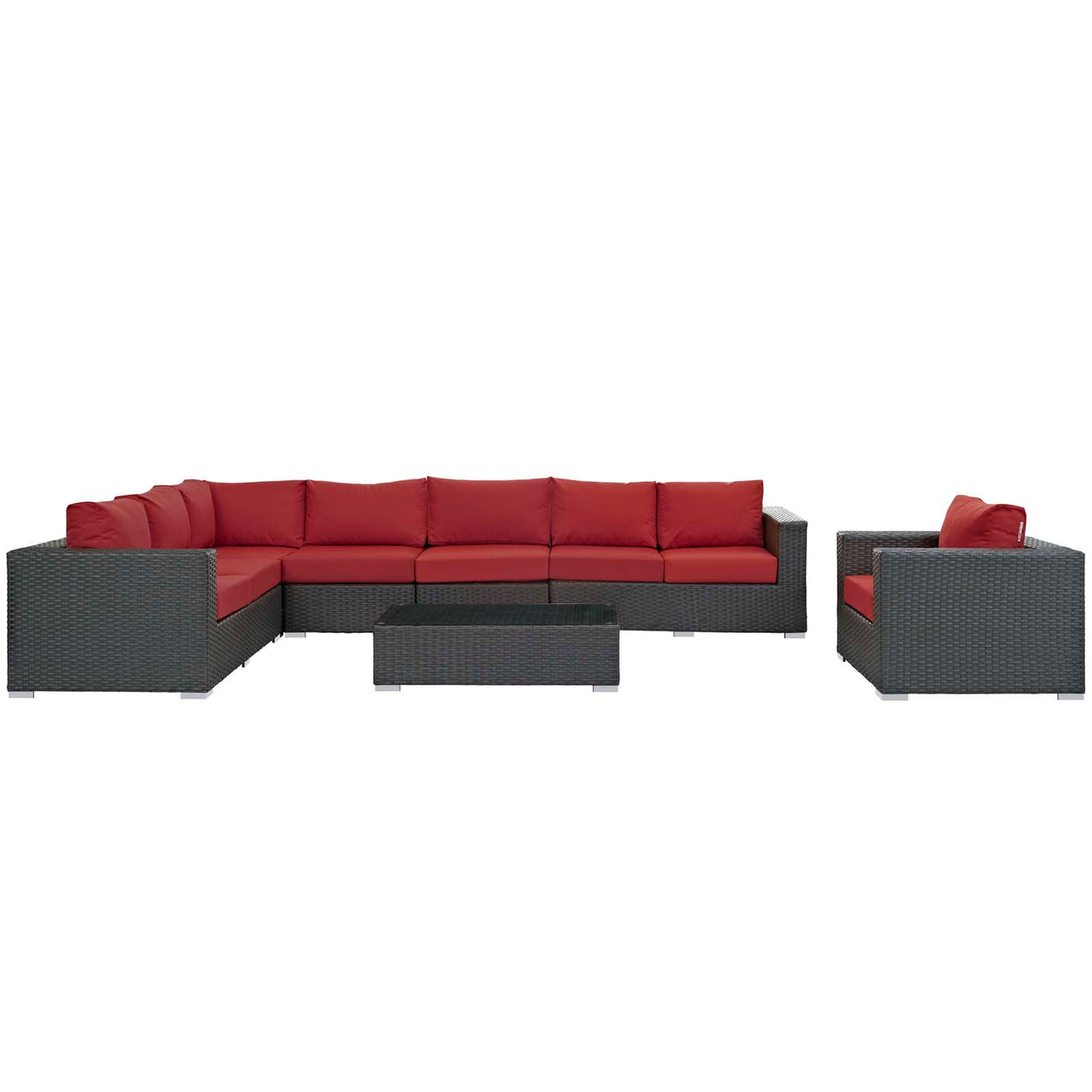Sojourn 7 Piece Outdoor Patio Sunbrella® Sectional Set, Canvas Red