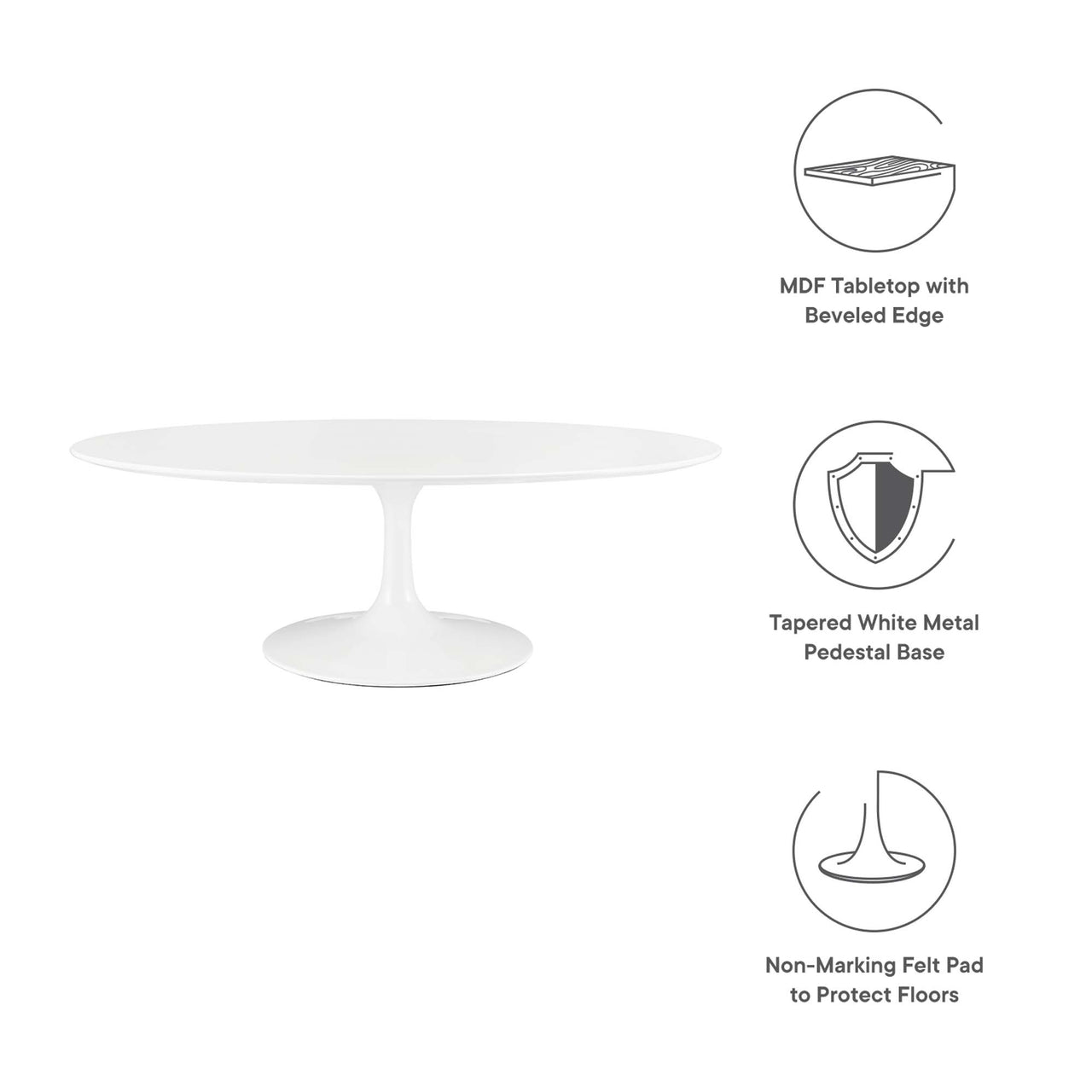 Ensemble Oval Coffee Table, Medium, White