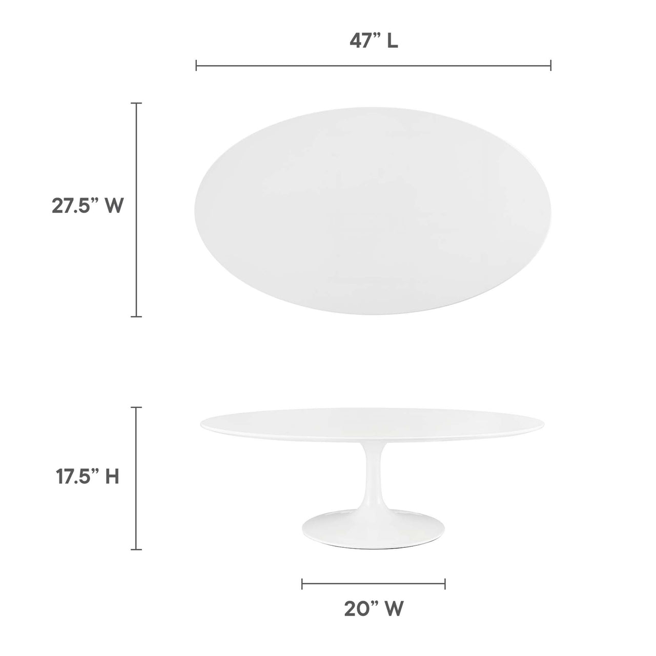 Ensemble Oval Coffee Table, Medium, White