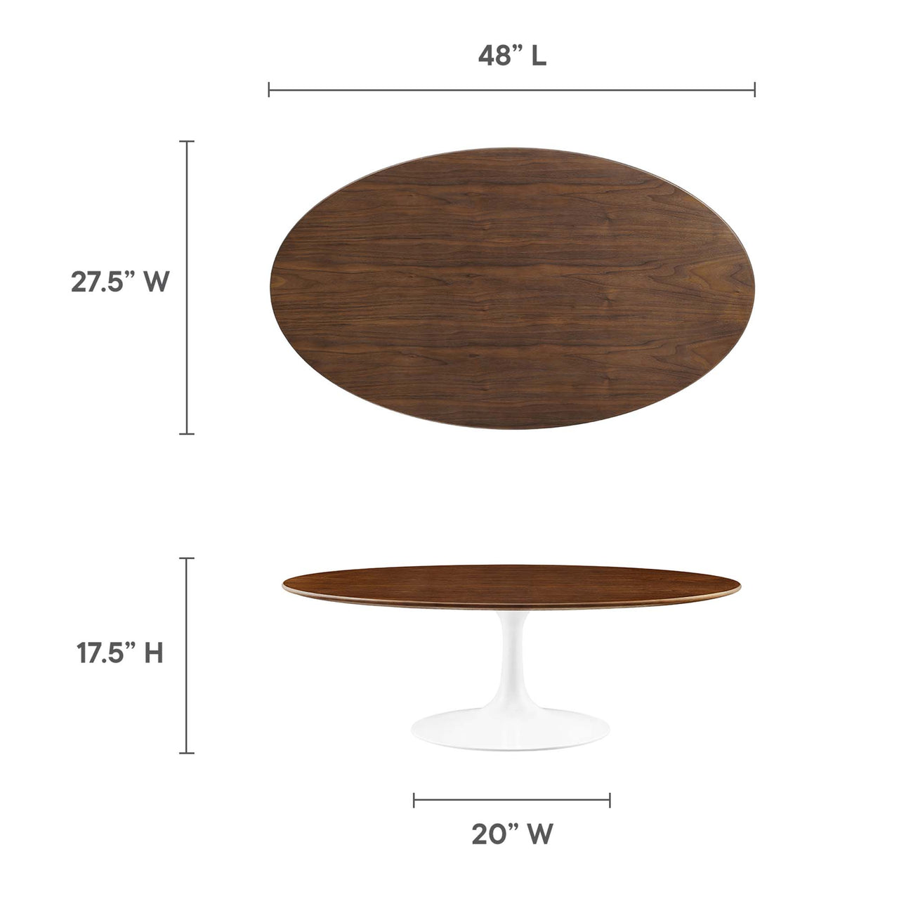 Ensemble Oval Coffee Table, Medium, Walnut
