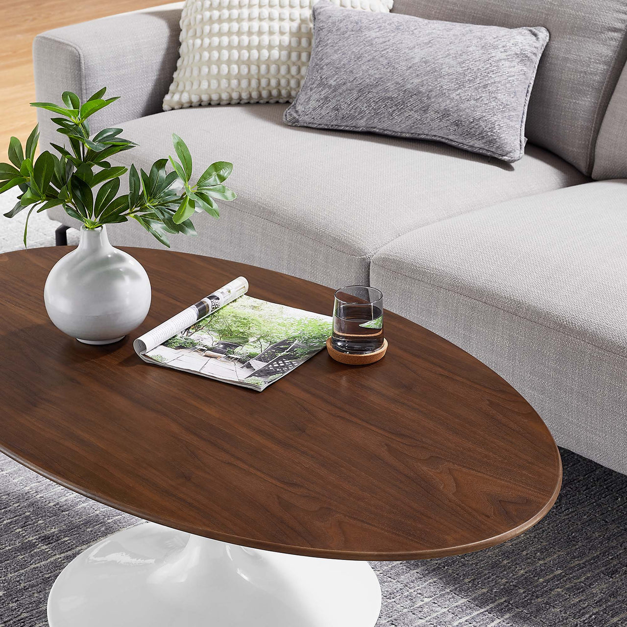 Ensemble Oval Coffee Table, Medium, Walnut