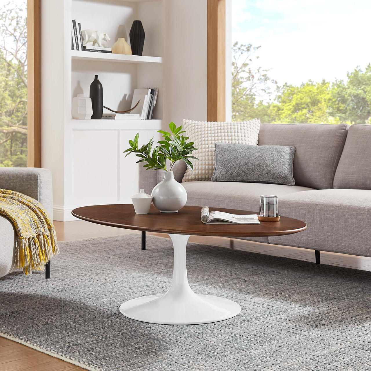 Ensemble Oval Coffee Table, Medium, Walnut