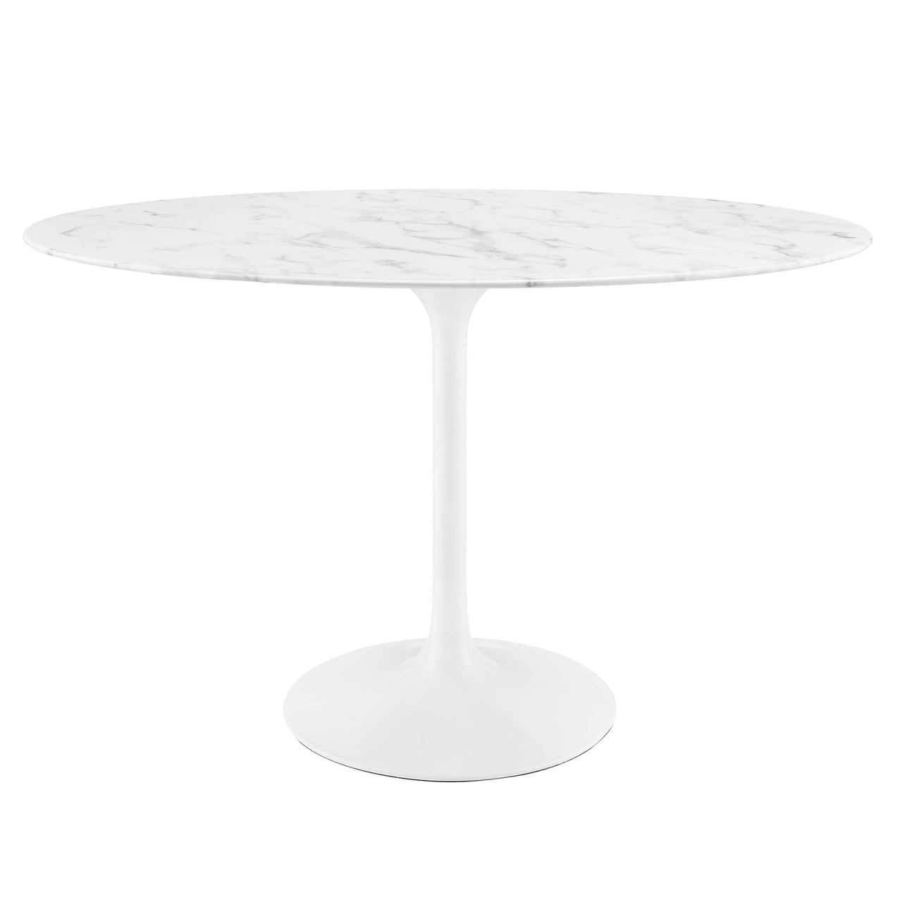 Ensemble Oval Faux Marble Dining Table, Small, White