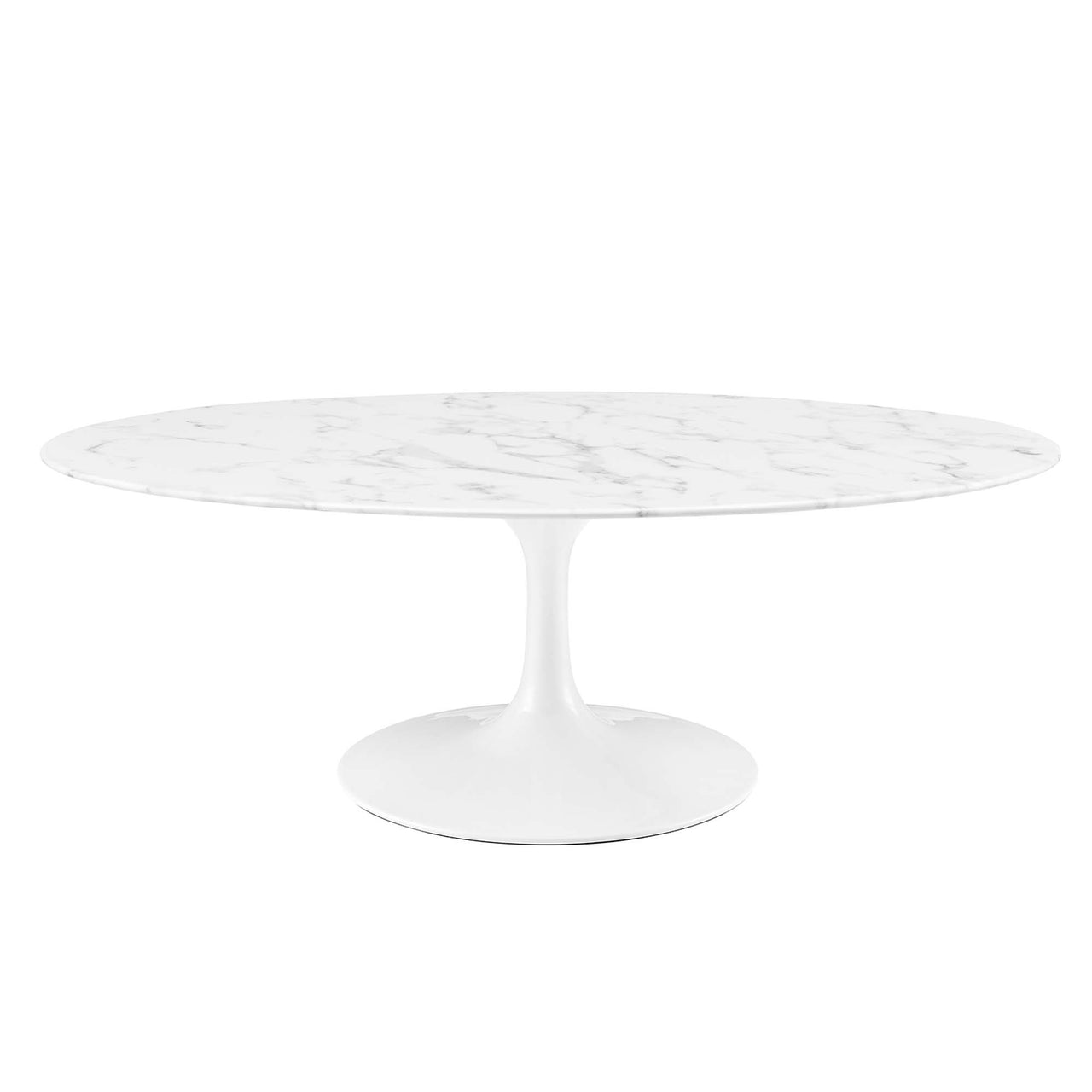 Ensemble Oval Faux Marble Coffee Table, Medium, White