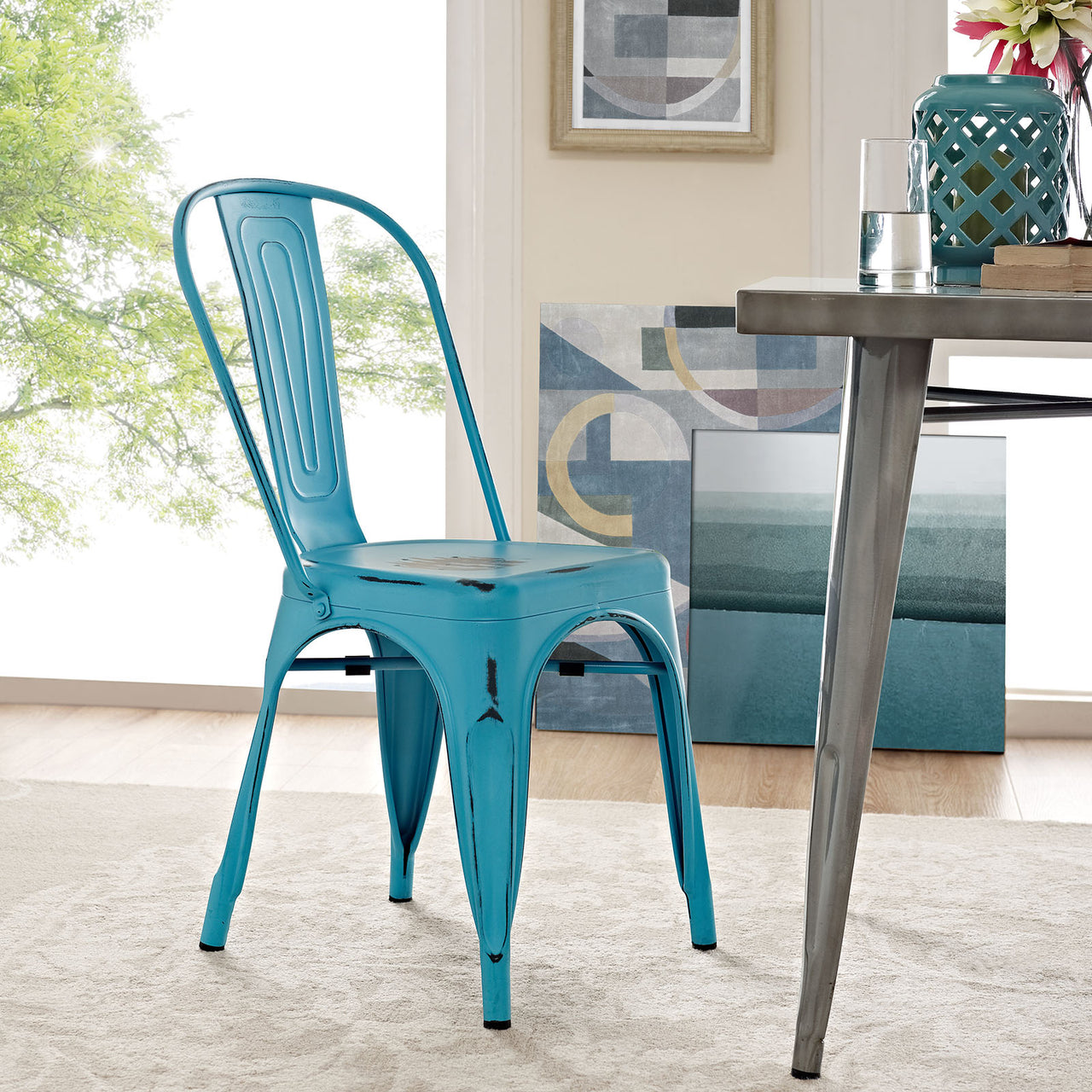 Vintage Flair Side Chair, Turquoise