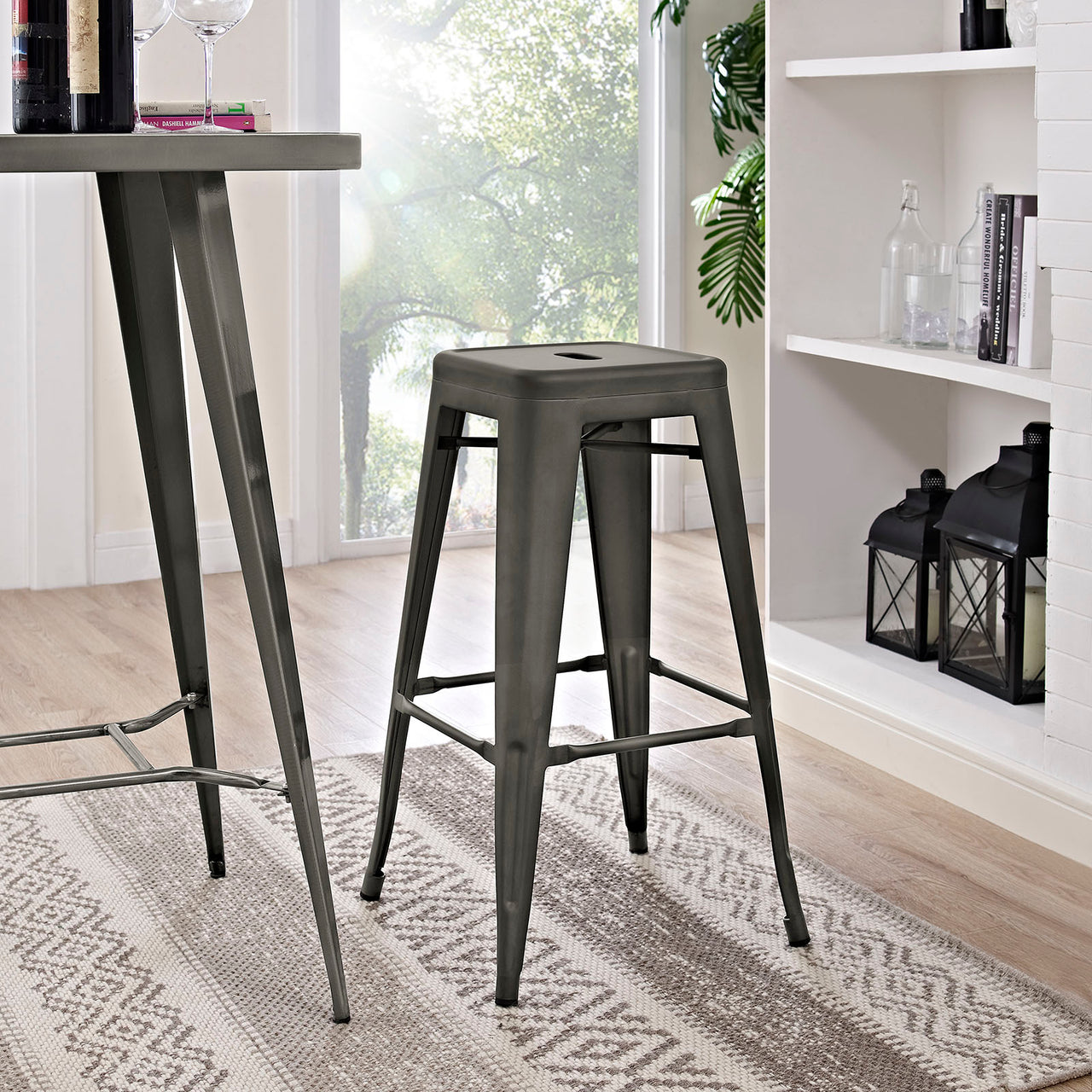 Vintage Flair Backless Bar Stool, Brown