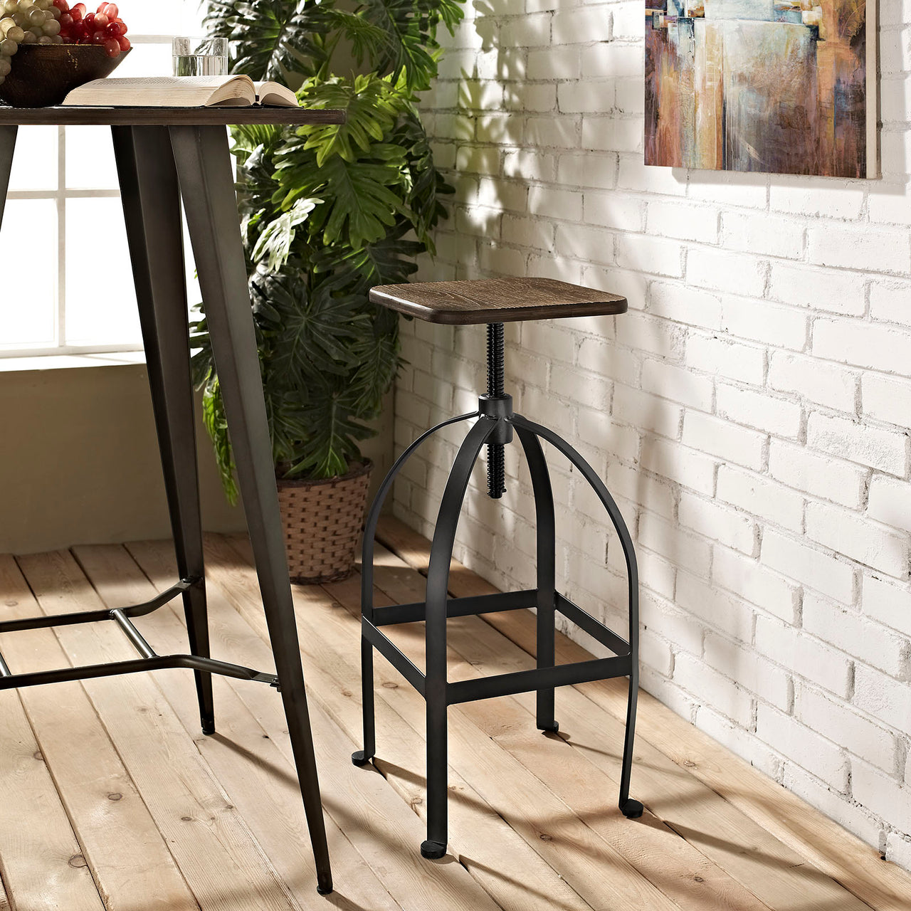 Industrial Chic Bar Stool, Brown