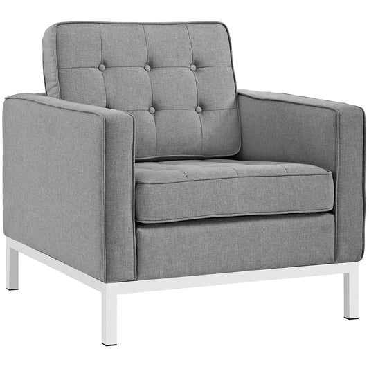 Luma Fabric Armchair, Light Gray