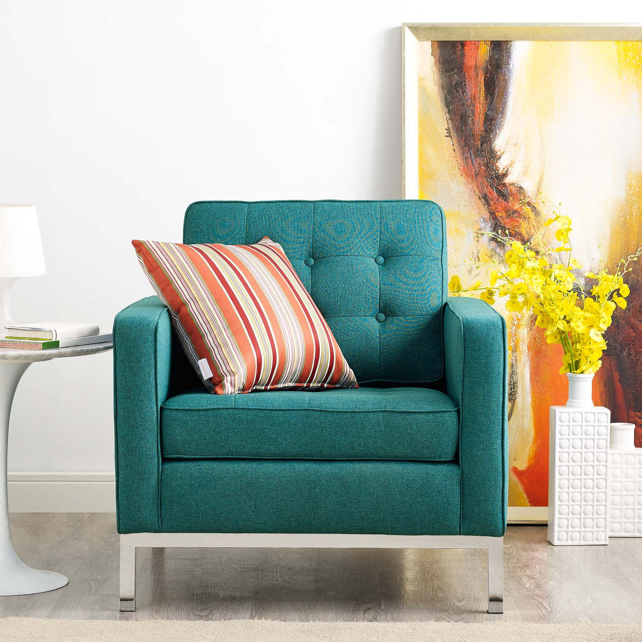 Luma Fabric Armchair, Teal
