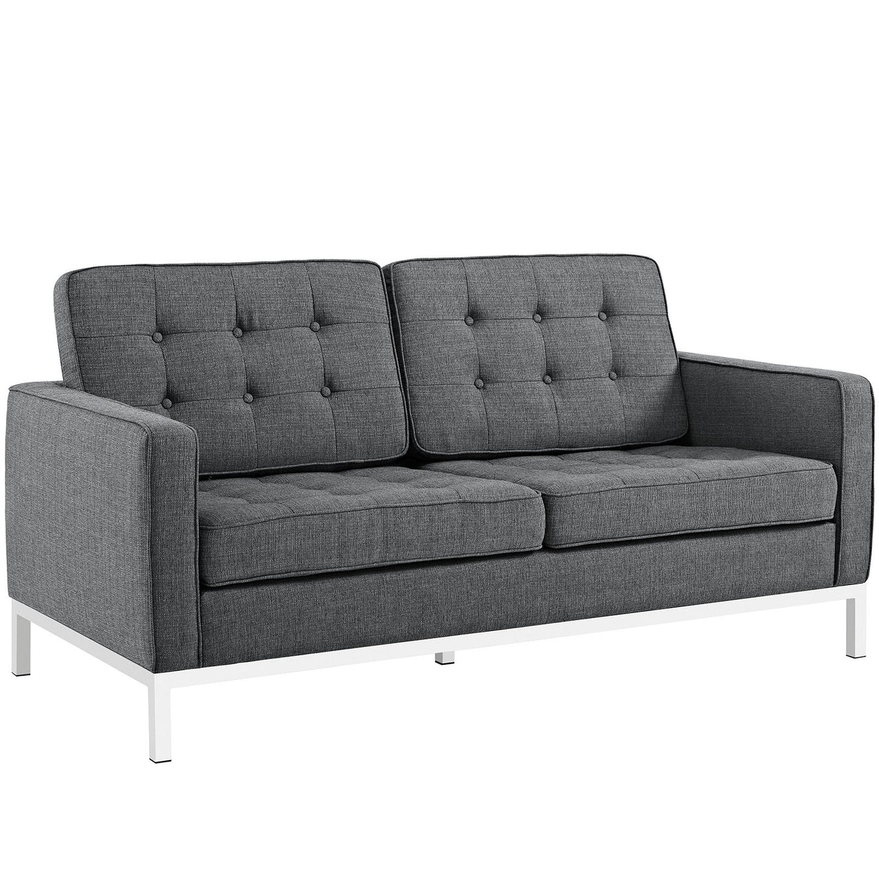 Loft Upholstered Fabric Loveseat, Gray