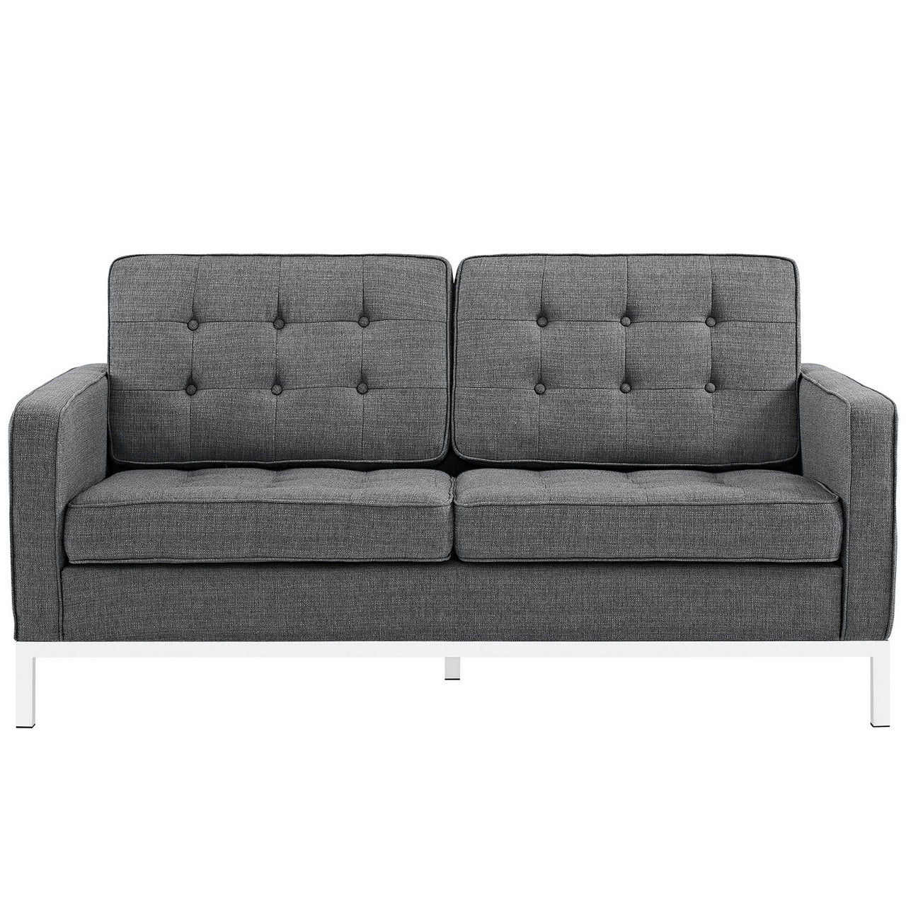 Loft Upholstered Fabric Loveseat, Gray