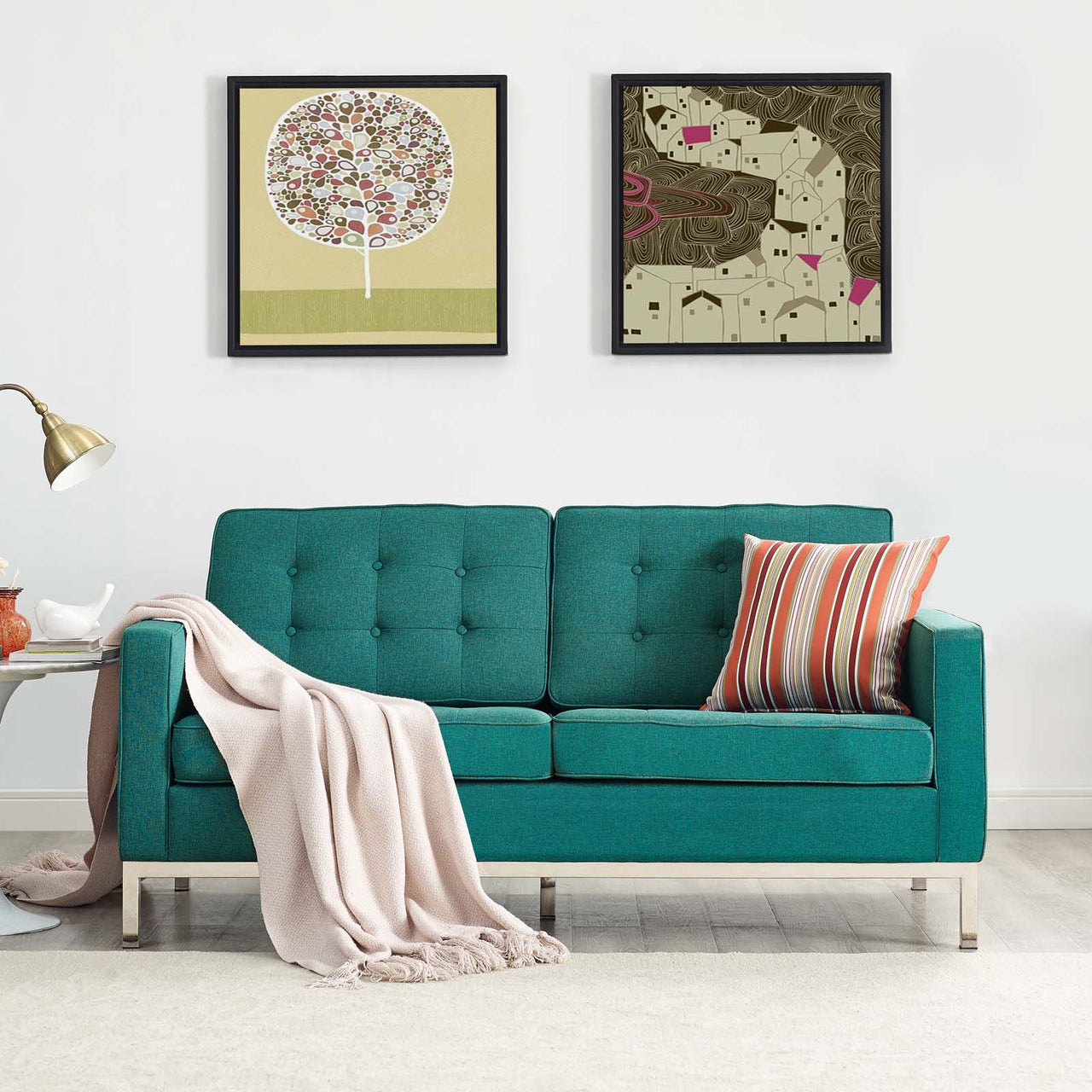 Luma Fabric Loveseat, Teal