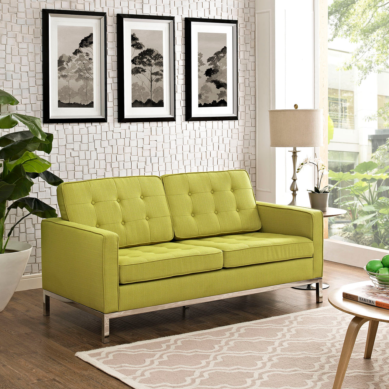 Luma Fabric Loveseat, Chartreuse
