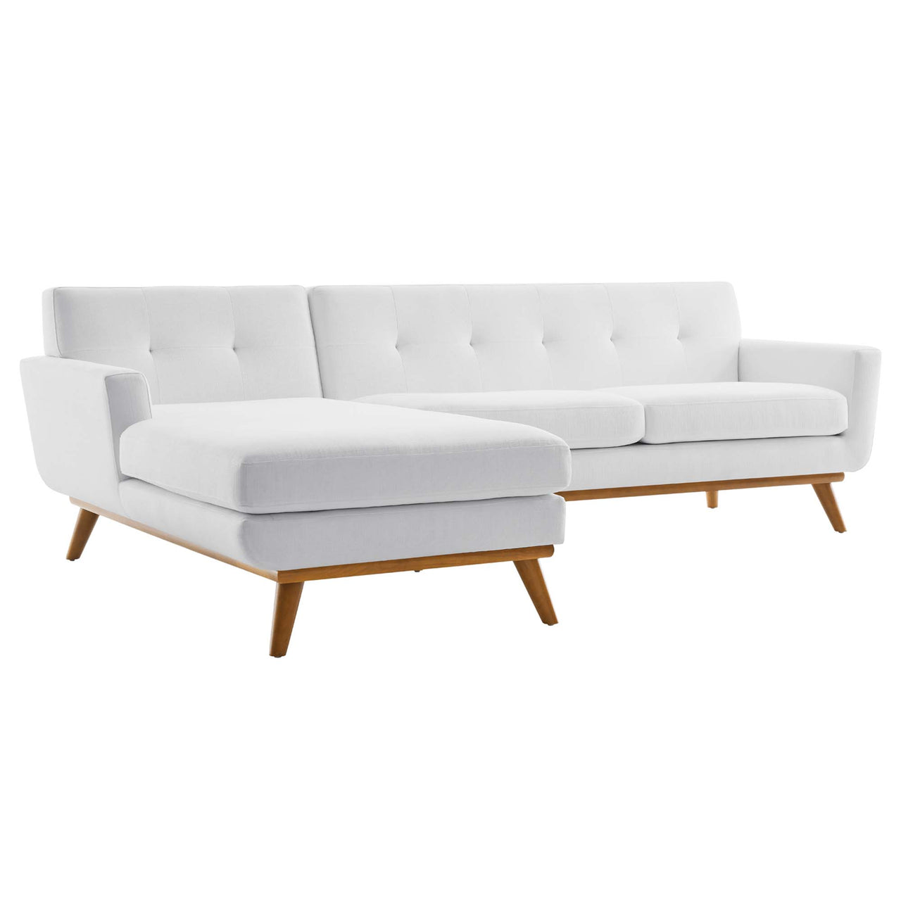 Engage Left-Facing Upholstered Fabric Sectional Sofa, White