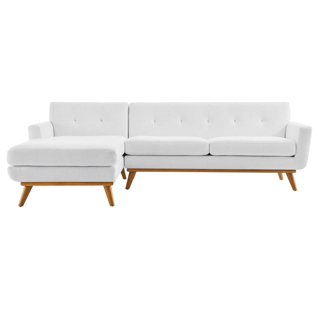Engage Left-Facing Upholstered Fabric Sectional Sofa, White