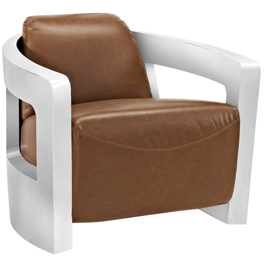 Feronne Leather Lounge Chair, Brown