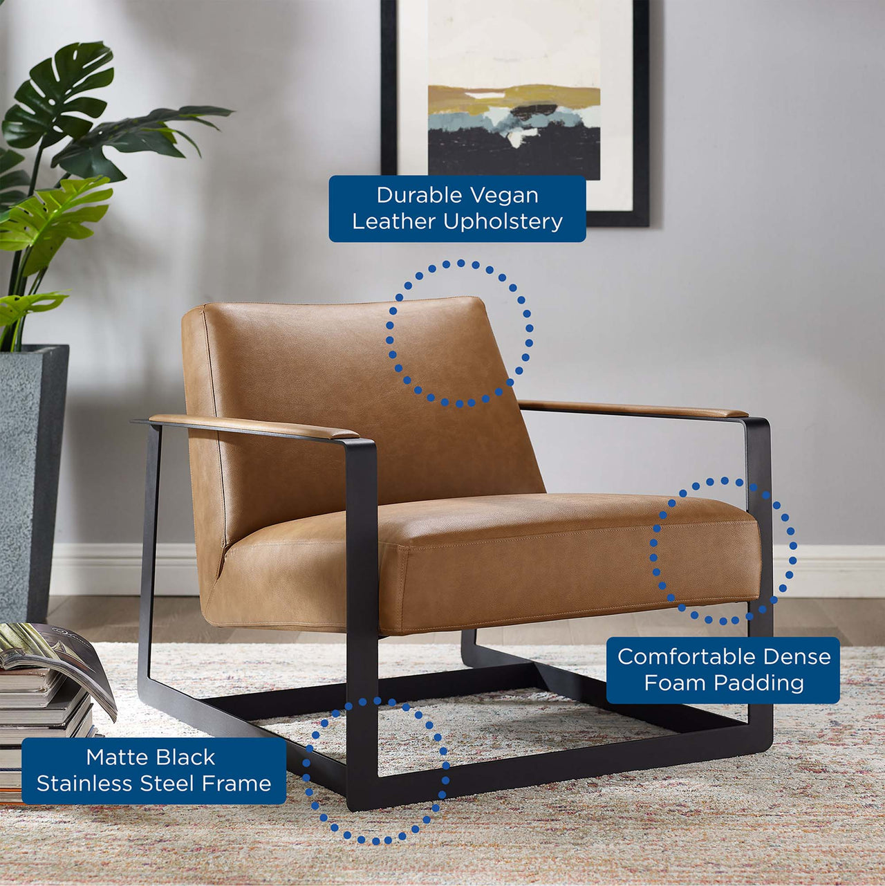 Clarity Eco-Leather Armchair, Tan