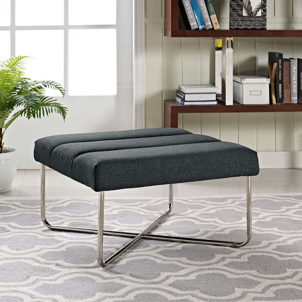 Evania Fabric Ottoman, Gray