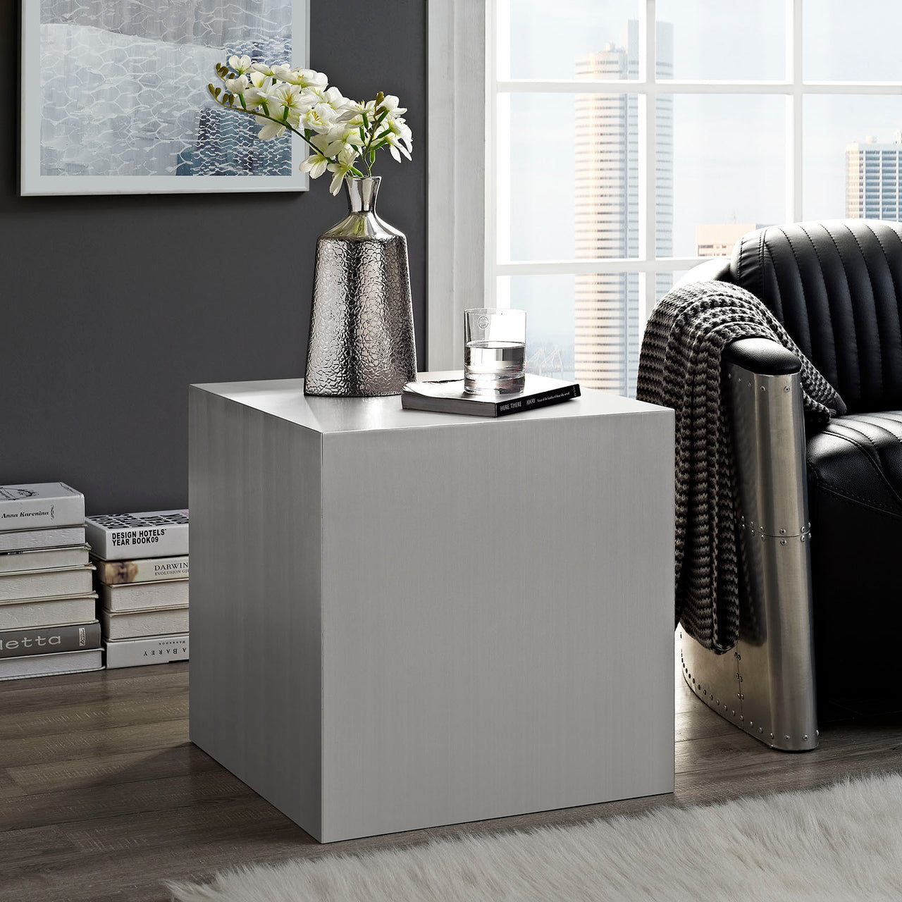 Polvara Metal Side Table, Silver