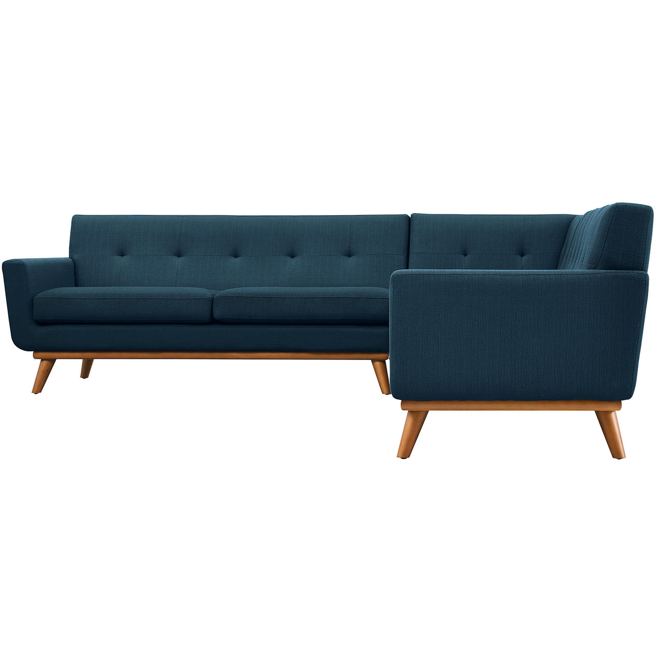 Rendezvous L-Shaped Fabric Sectional Sofa, Azure
