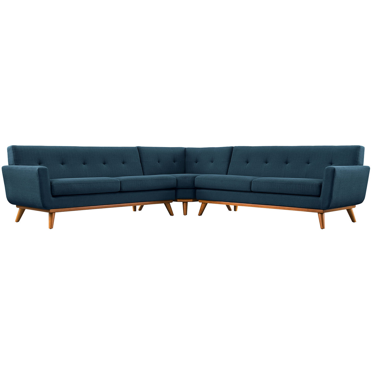Rendezvous L-Shaped Fabric Sectional Sofa, Azure