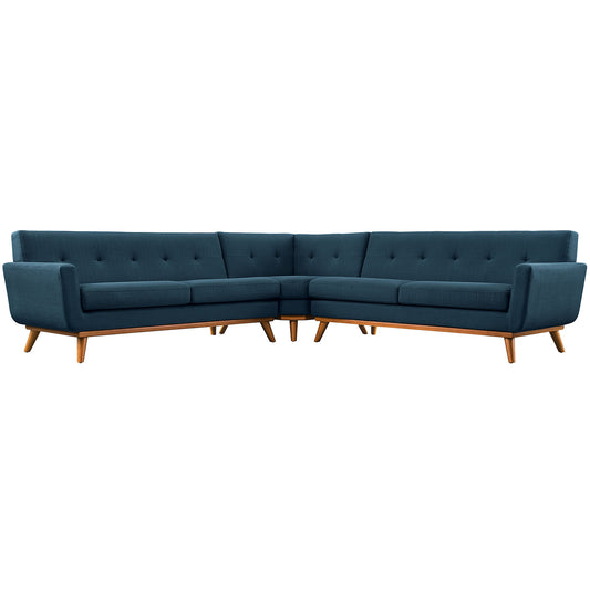 Rendezvous L-Shaped Fabric Sectional Sofa, Azure
