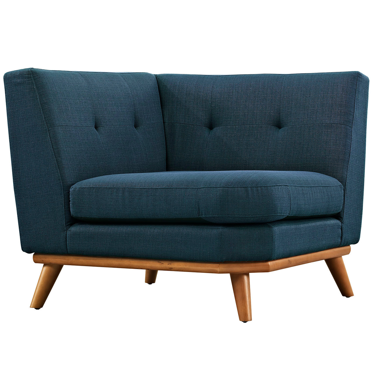 Rendezvous L-Shaped Fabric Sectional Sofa, Azure