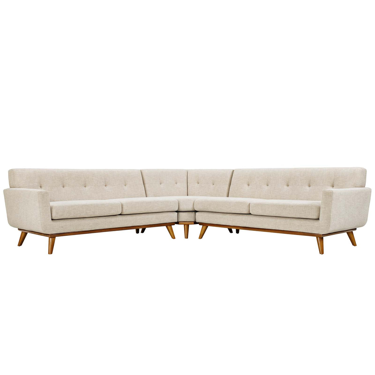 Engage L-Shaped Upholstered Fabric Sectional Sofa, Beige