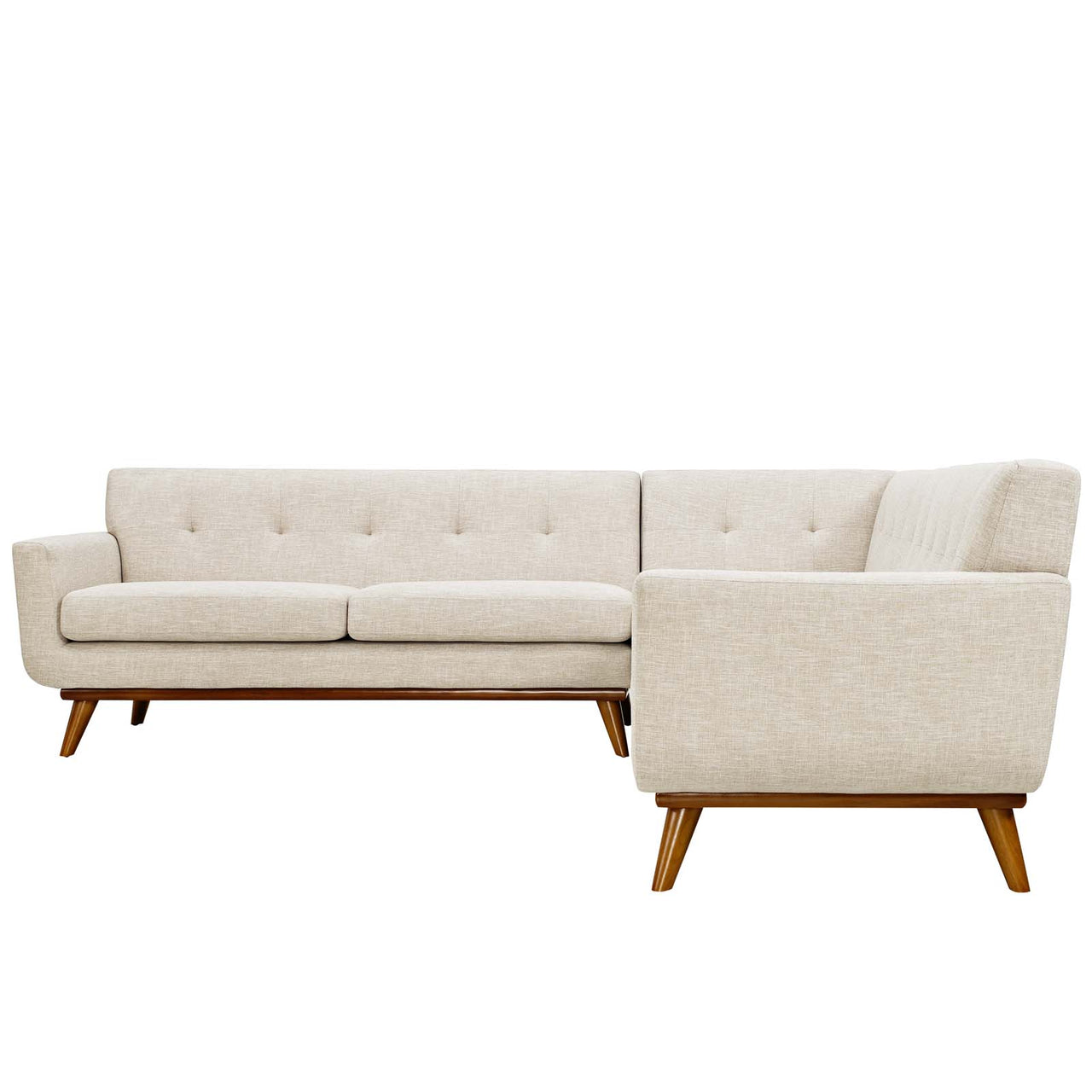 Engage L-Shaped Upholstered Fabric Sectional Sofa, Beige