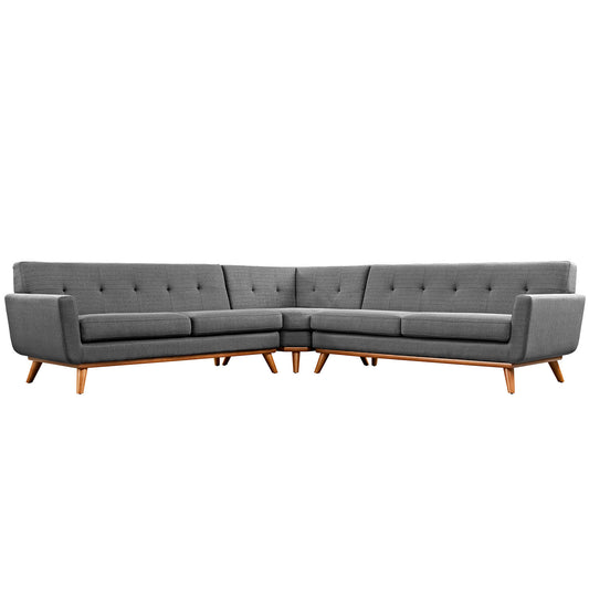 Rendezvous L-Shaped Fabric Sectional Sofa, Gray